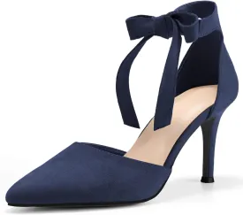 Womens High Heel Pointed Toe Pumps Ankle Tie Classic Office Special Dress Party Shoes