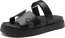Women's Thick Platform Slide Sandals anti-slip Sole Open Toe Strap Summer Flats Shoes