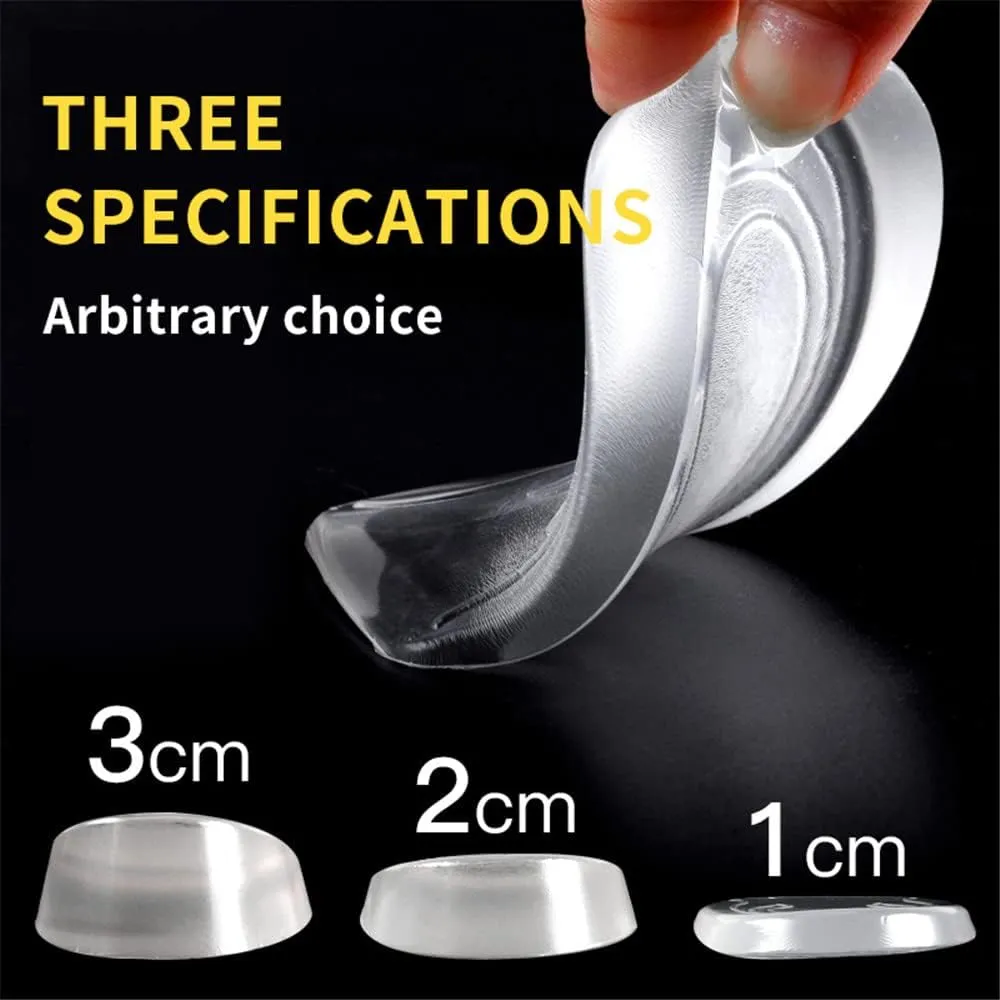XINIFOOT Height Increase Insole (1 Pair) Gel Heel Cushion Pads Inserts, Invisible Silicone Insole 0.4 inch/0.8 inch/1.2 inch Height Lift Shoes Pads for Men, Women, Unisex-Adults, 1.2 inch