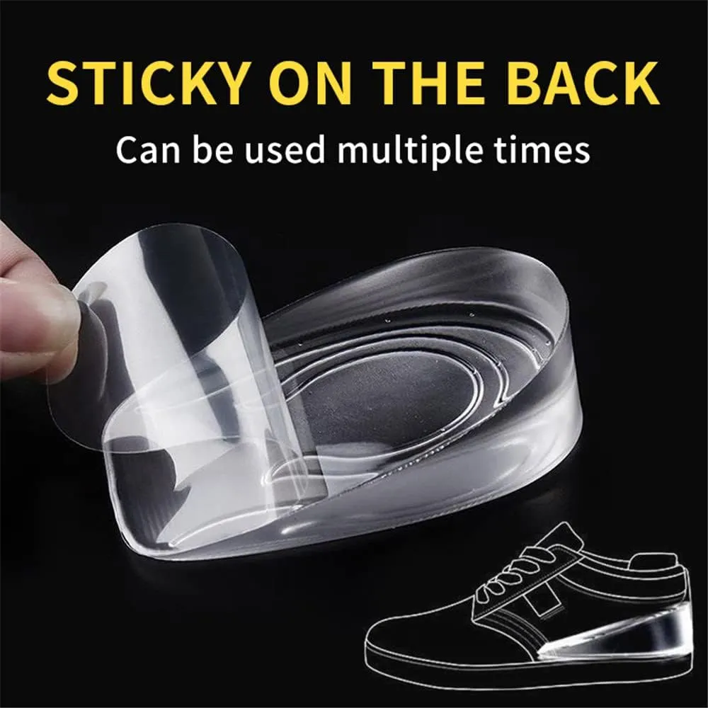 XINIFOOT Height Increase Insole (1 Pair) Gel Heel Cushion Pads Inserts, Invisible Silicone Insole 0.4 inch/0.8 inch/1.2 inch Height Lift Shoes Pads for Men, Women, Unisex-Adults, 1.2 inch